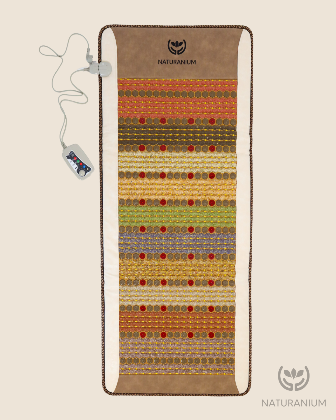 Naturanium Kristallmatte mit Fernbedienung zur Steuerung der Therapieeinstellungen.